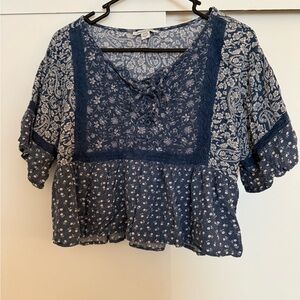 American Eagle Outfitters Blue Paisley Blouse